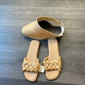 NWT Aerie visor and American Eagle flip flop sandals
